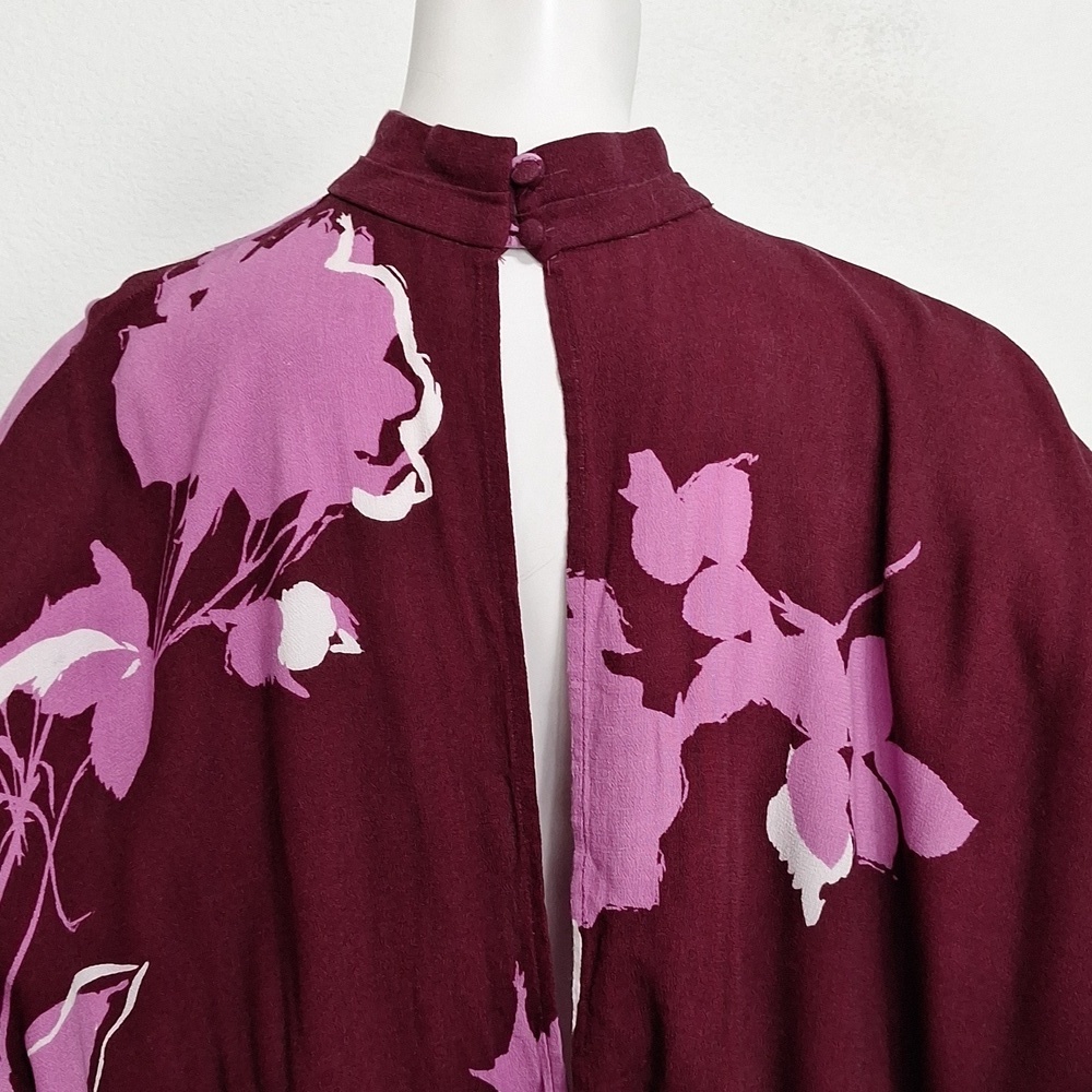 Free People Plum Combo Floral Boho Romantic Say You Love Me Blouse Size M - Picture 8 of 14